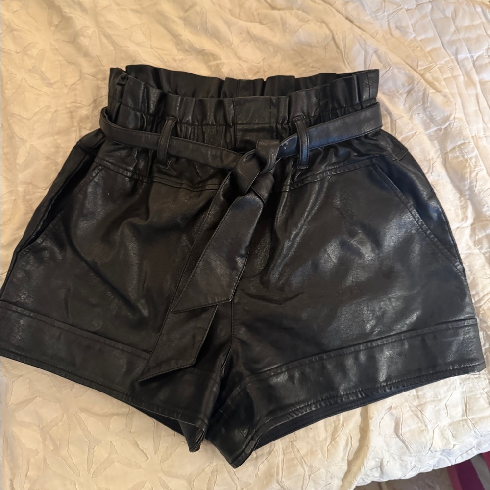 Small Faux Leather Black high waisted shorts